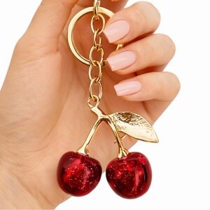 Cherry Purse Charm Keychain Cute Girly Fruit Bag Charm Spring Summer Valentines